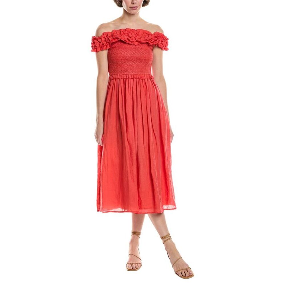 Sea Ny Womens  Frida Midi Dress, Red